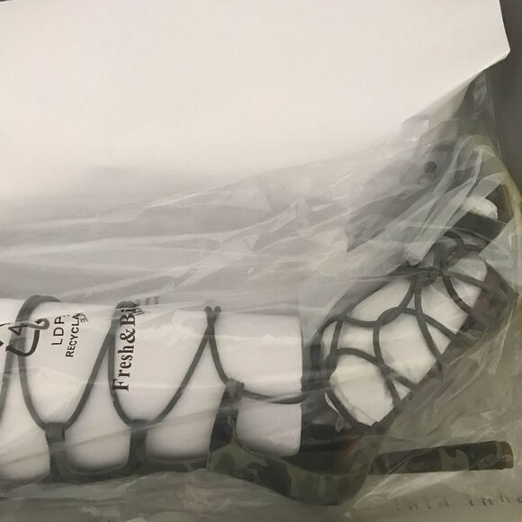 Gianni Bini Sandals Women's Size 8 Suede Camo Print Tall Ankle Wrap Lace-up NIB - Picture 8 of 11